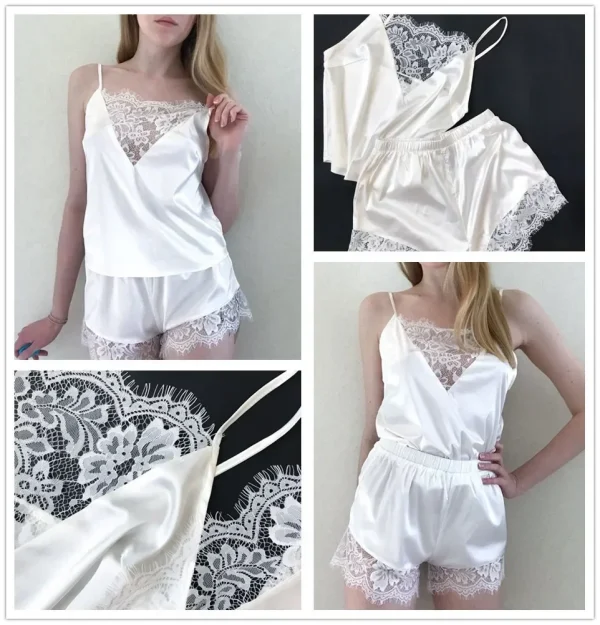 Womens Pajama Sets Lace Shorts Homewear - Image 6